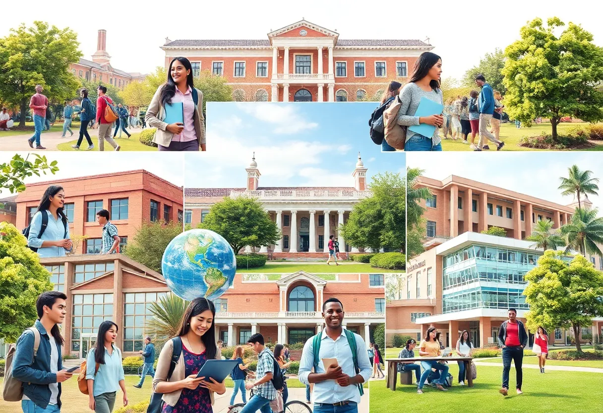 Diverse college students on campus, benefiting from educational donations.