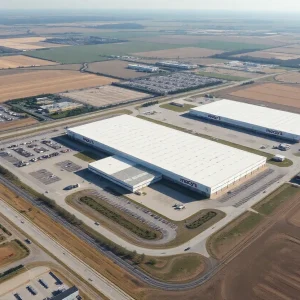Aerial view of the Macy's Fulfillment Center located in Owasso, Oklahoma.