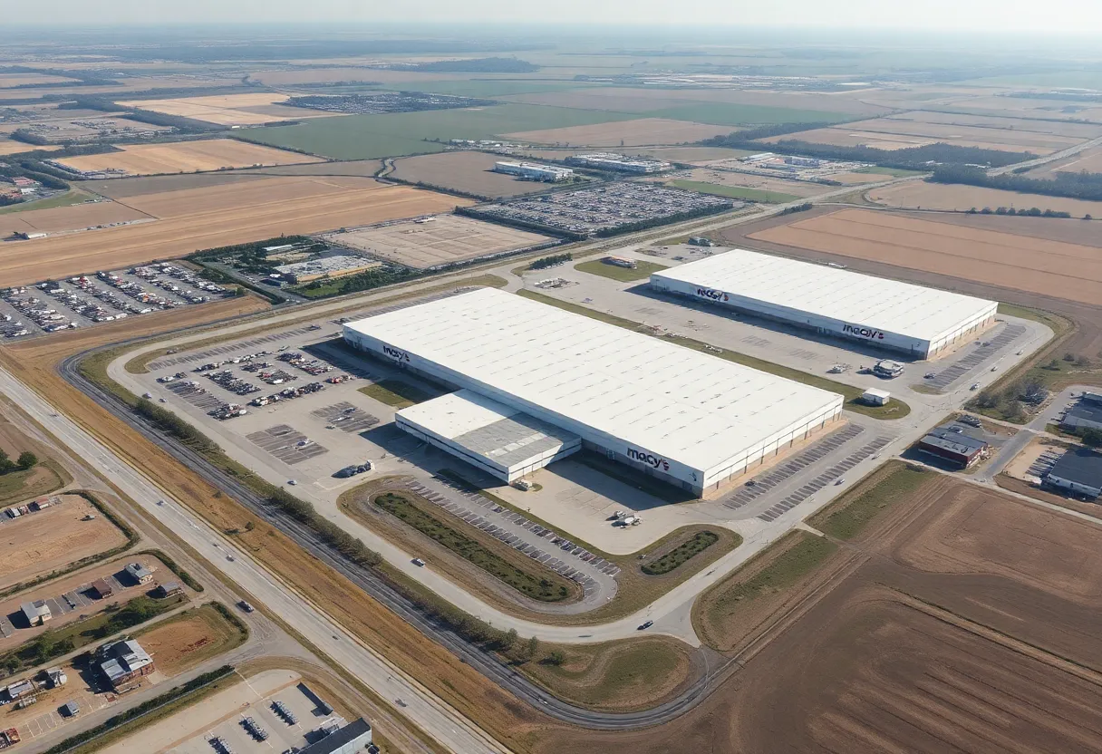 Aerial view of the Macy's Fulfillment Center located in Owasso, Oklahoma.