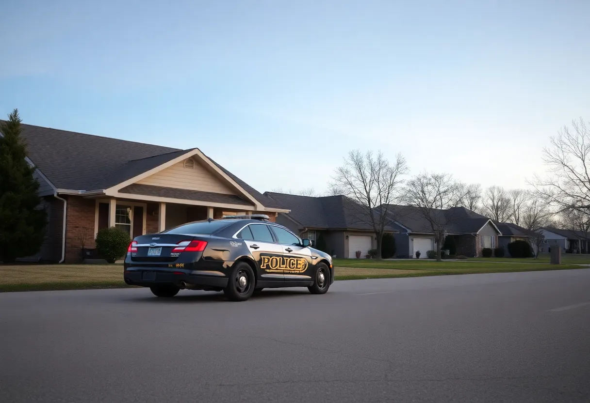 Police car in a Meeker neighborhood after a shooting incident