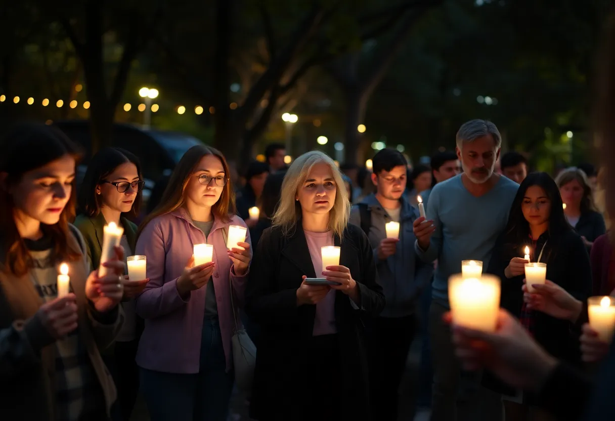 Community gathering for a memorial service honoring lives lost to homelessness