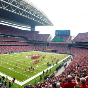 Oklahoma football fans cheering in a stadium