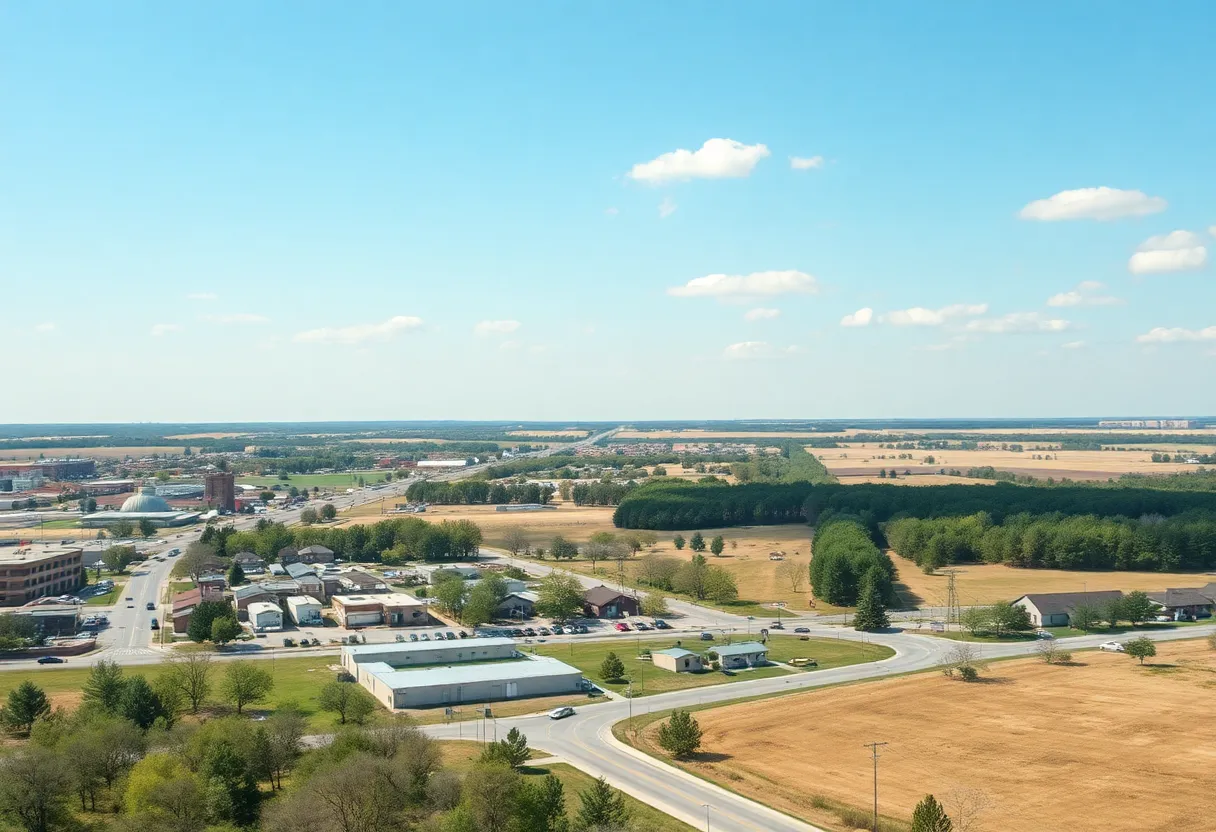 Scenic view of Midwest City during search operation for missing person.