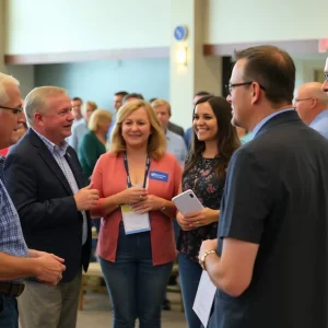 Residents interacting with City Council candidates in Muskogee