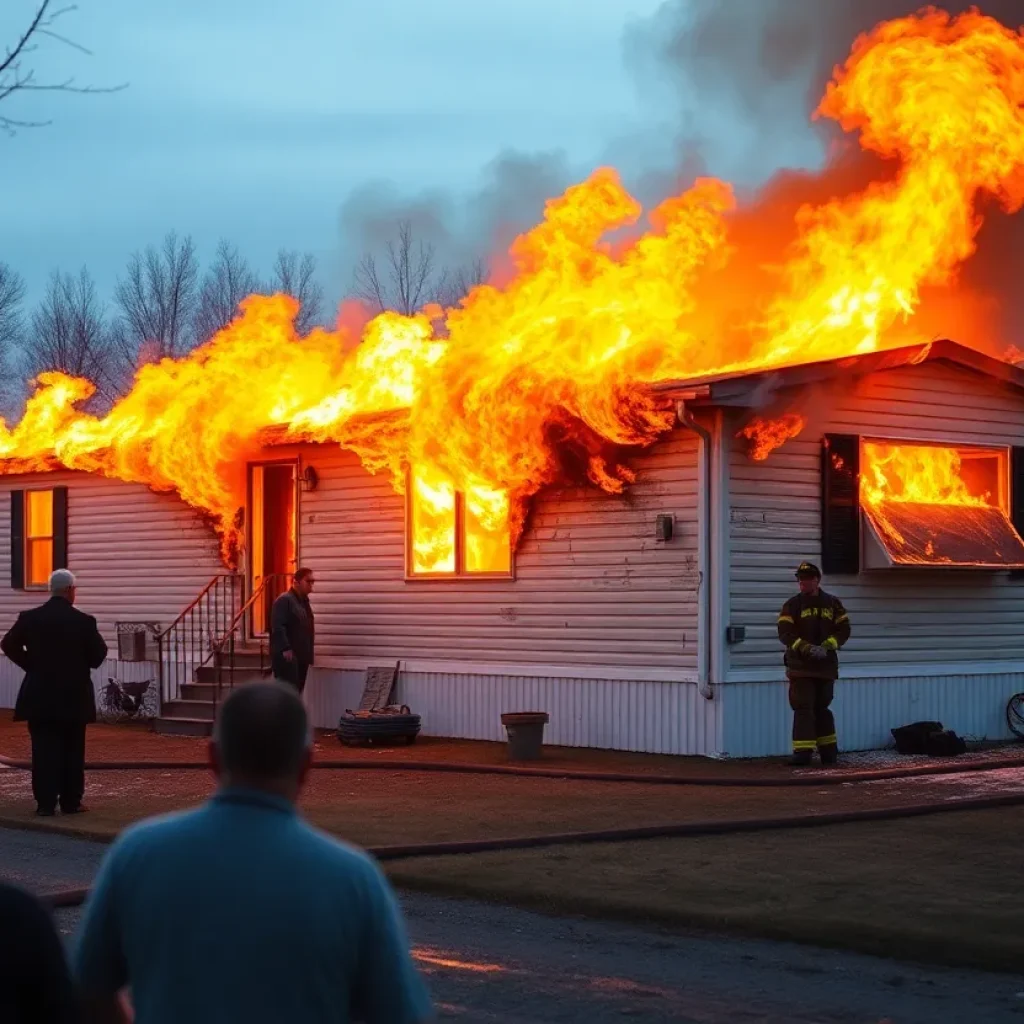 Firefighters battling a residential fire in Okarche, Oklahoma