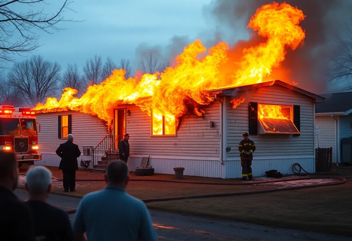 Firefighters battling a residential fire in Okarche, Oklahoma