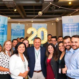 A festive gathering to celebrate OKC Home Realty Services' 20th anniversary with employees and clients.