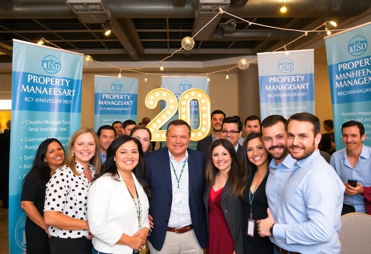 A festive gathering to celebrate OKC Home Realty Services' 20th anniversary with employees and clients.