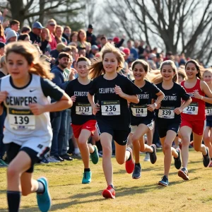 Student-athletes running during the OKC Metro High School Sports Awards event