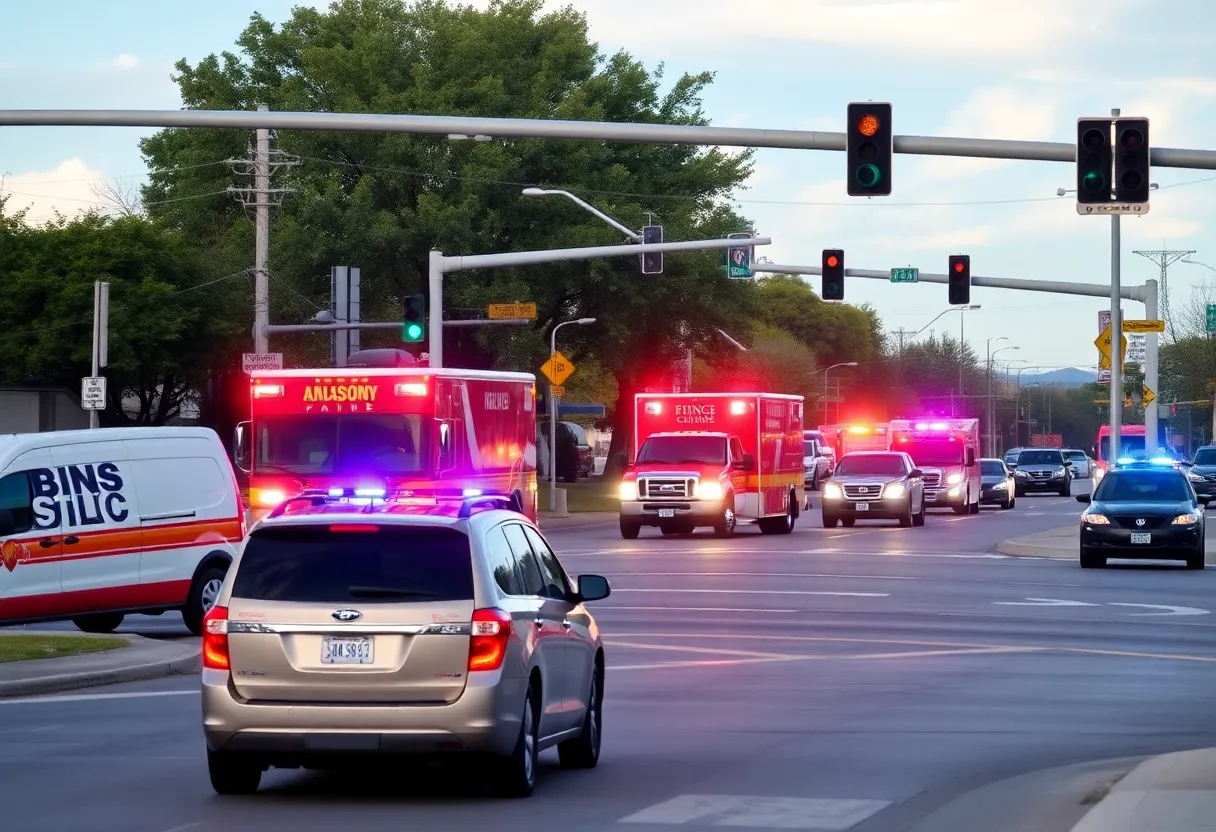 Emergency vehicles responding to an accident at NW 133rd Street and N Pennsylvania Avenue in Oklahoma City.