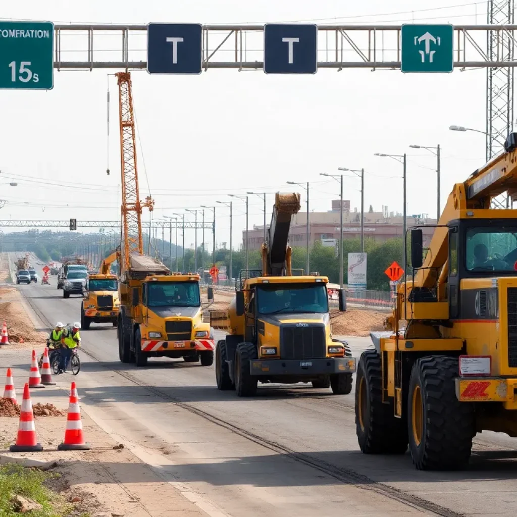 Construction site in Oklahoma City improving road infrastructure