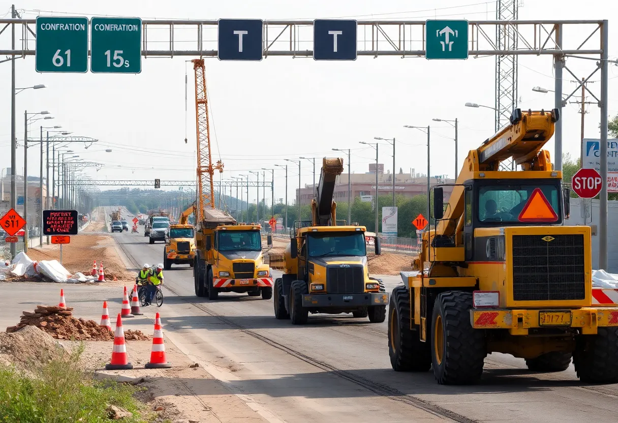 Construction site in Oklahoma City improving road infrastructure