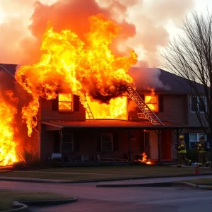 Firefighters responding to a duplex fire in Oklahoma City