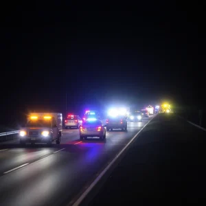 Emergency responders at the scene of an accident on I-235 in Oklahoma City