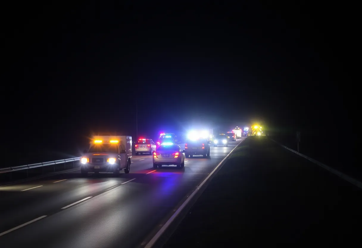 Emergency responders at the scene of an accident on I-235 in Oklahoma City
