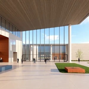 Architectural rendering of the Oklahoma City National Memorial expansion project