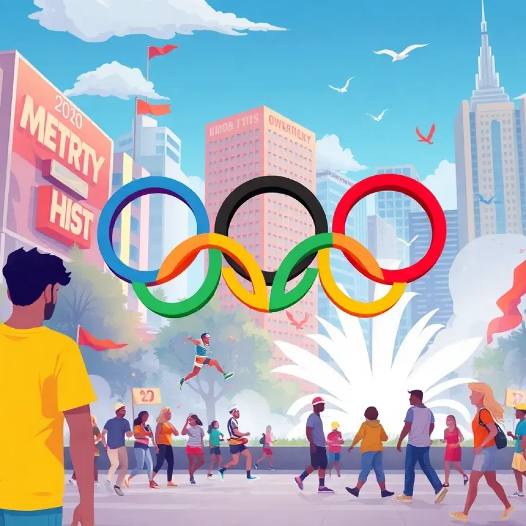 Illustration of an Oklahoma City Olympic event celebration