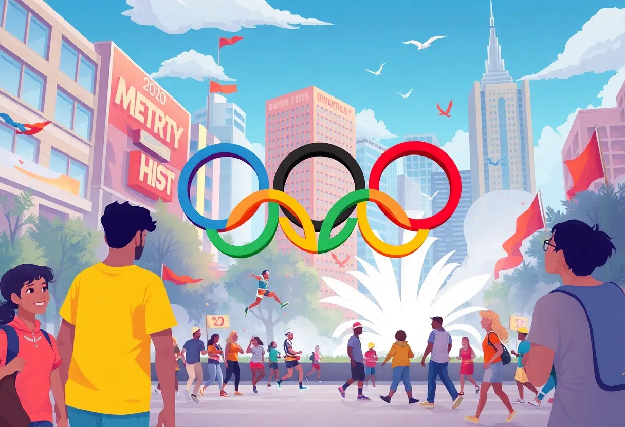 Illustration of an Oklahoma City Olympic event celebration