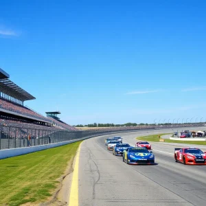 Racetrack in Oklahoma City filled with spectators enjoying a racing event.