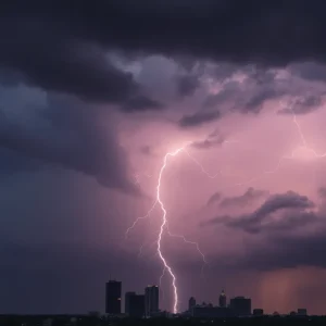 Dramatic sky with storm clouds over Oklahoma City