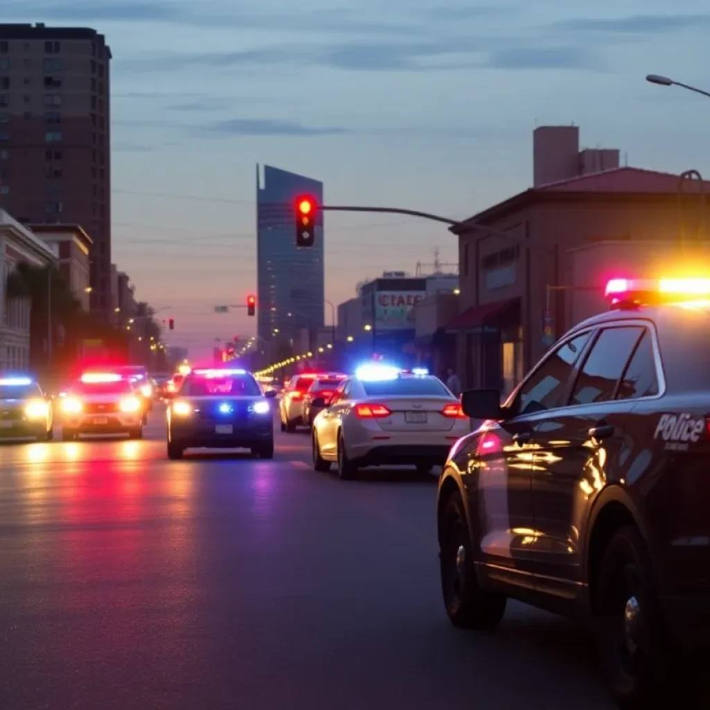 Police vehicles at a shooting scene in Oklahoma City