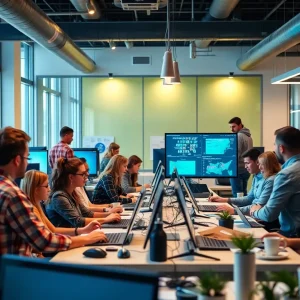 Oklahoma City tech office with professionals collaborating