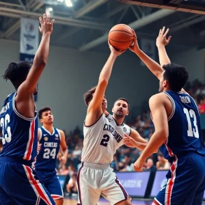 Players from Oklahoma City Thunder in a basketball game