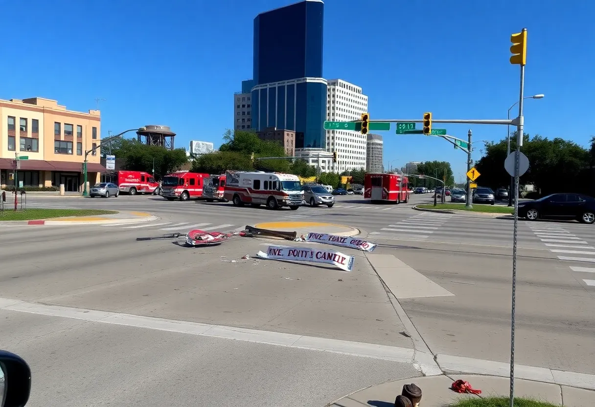 Emergency responders at a traffic accident site in Oklahoma City