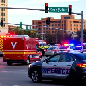 Emergency response at intersection in Oklahoma City following a traffic collision