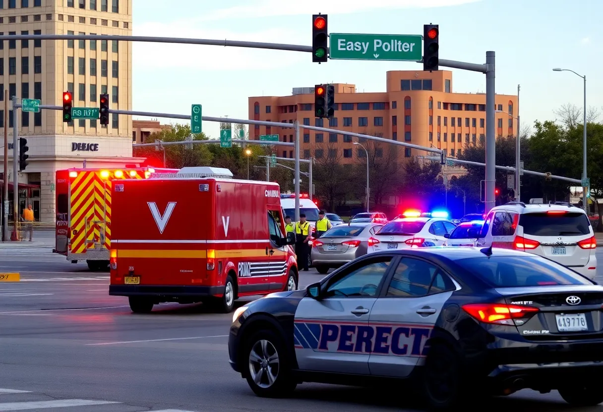 Emergency response at intersection in Oklahoma City following a traffic collision