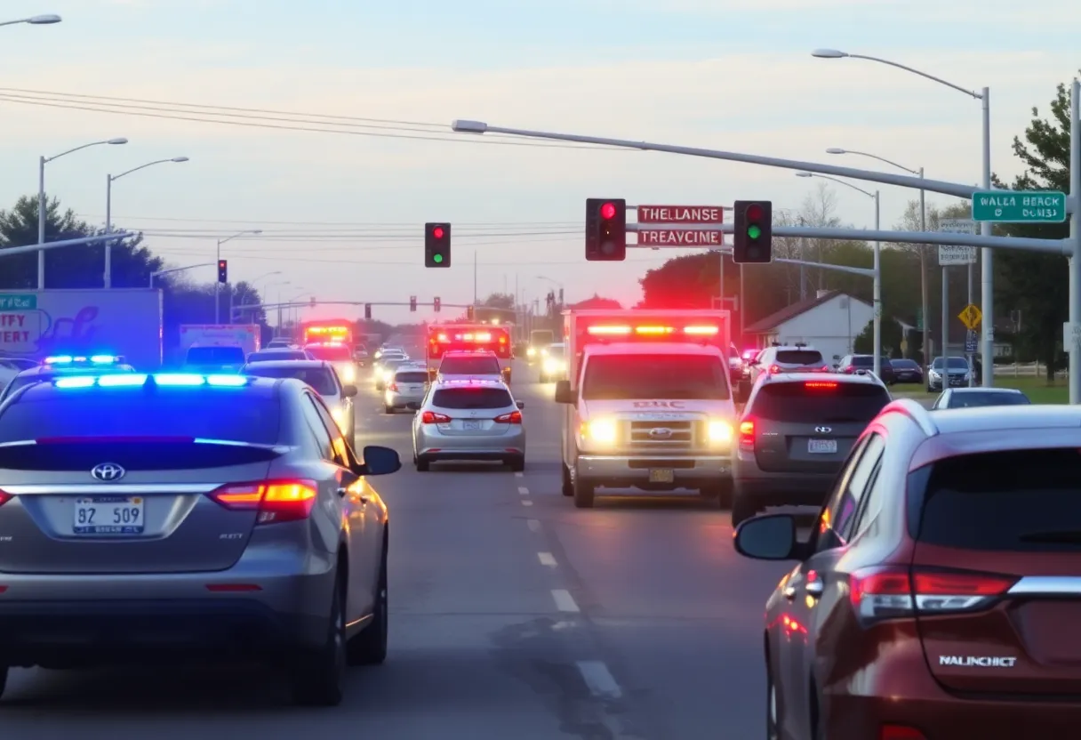 Emergency response vehicles at a traffic accident scene in Oklahoma City