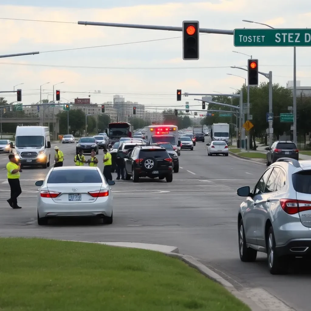 Emergency responders at the scene of a vehicle accident in Oklahoma City