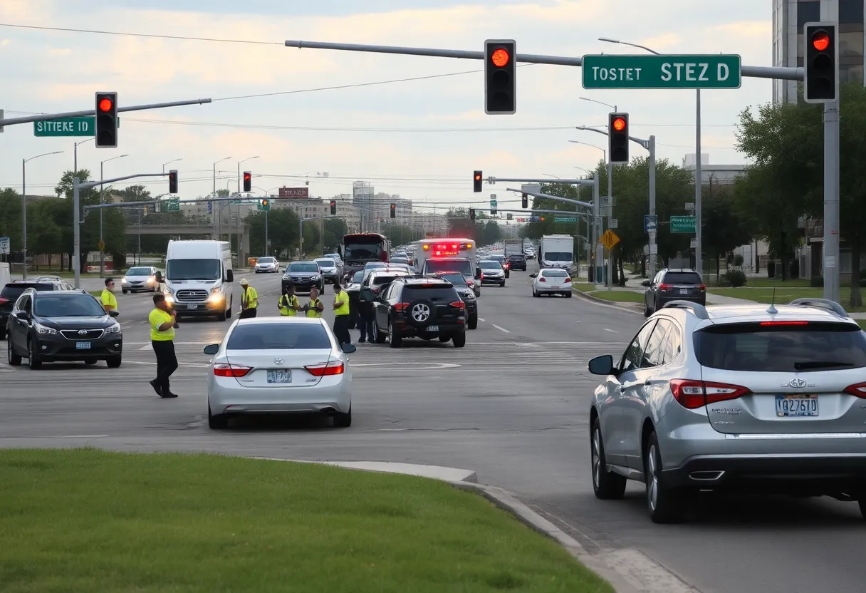 Emergency responders at the scene of a vehicle accident in Oklahoma City