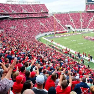 Excited fans at a University of Oklahoma football game