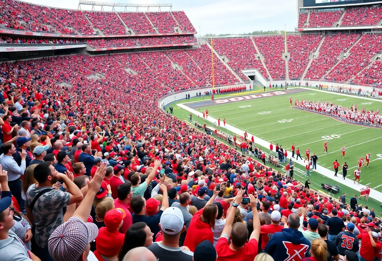 Excited fans at a University of Oklahoma football game