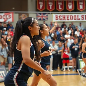 Young female athletes competing at a high school sports event in Oklahoma.