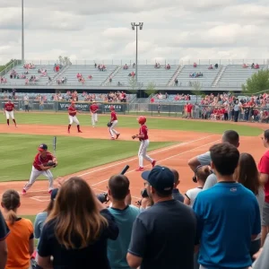 High school baseball players competing in a tournament in Oklahoma