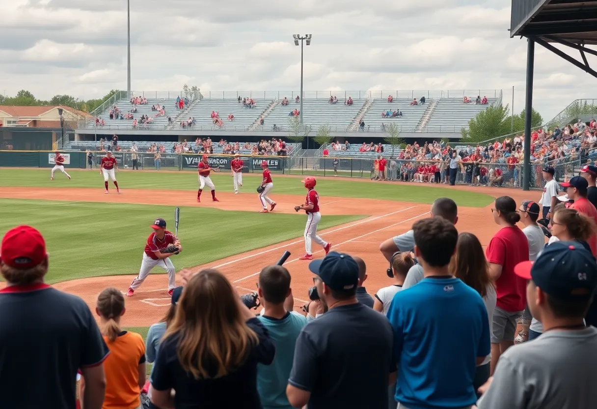 High school baseball players competing in a tournament in Oklahoma