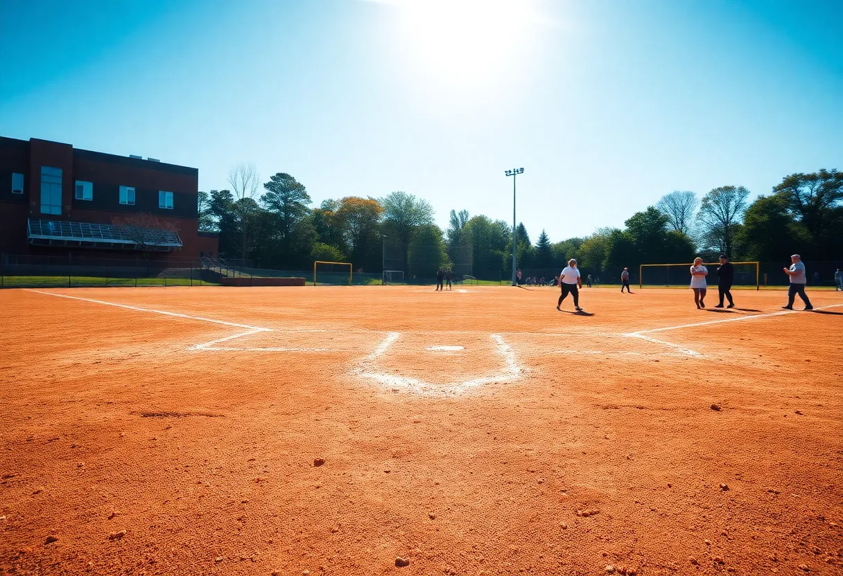 A college softball field showcasing community engagement and teamwork.
