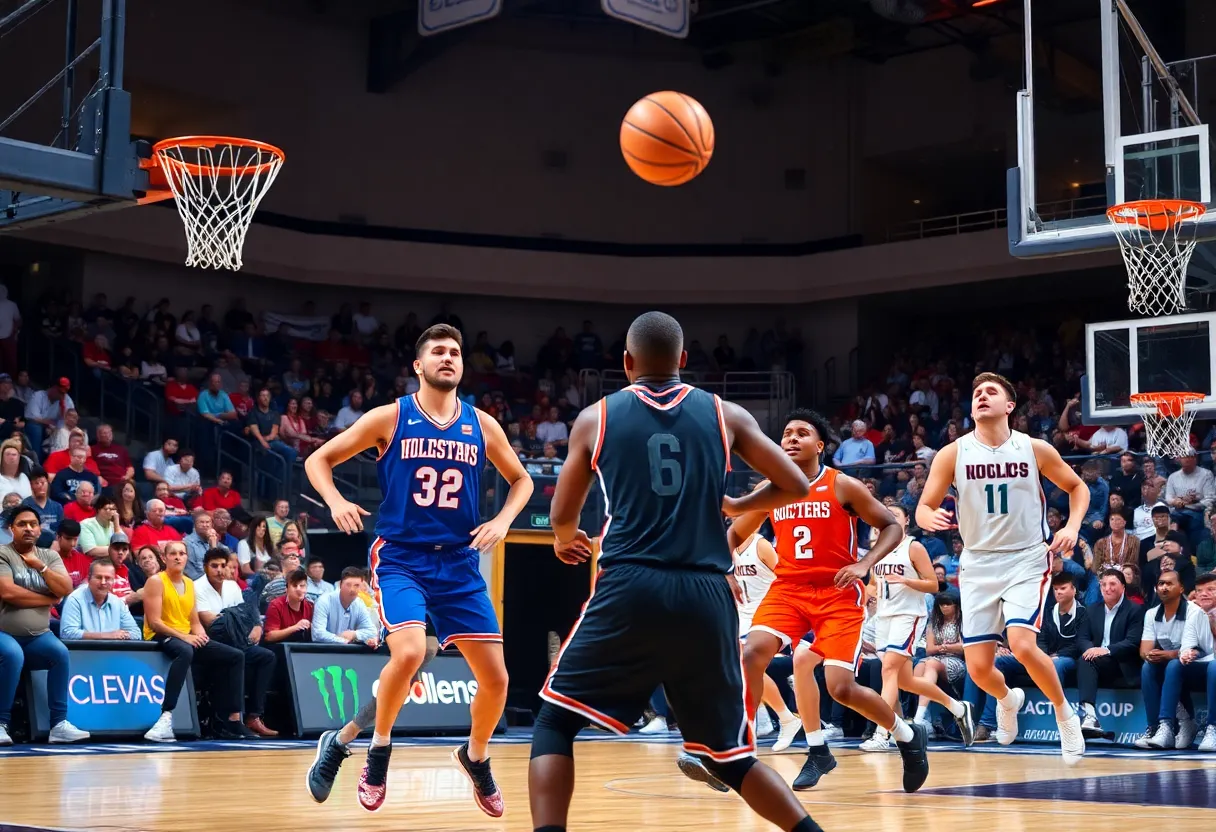 Oklahoma Sooners basketball players in action during a game against Ole Miss