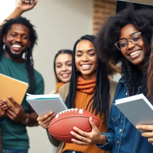 Celebration of college football players achieving academic honors