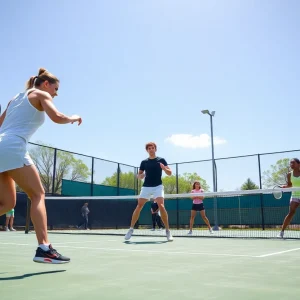 Oklahoma State men's tennis team competing in a match