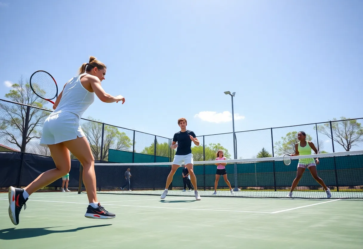 Oklahoma State men's tennis team competing in a match