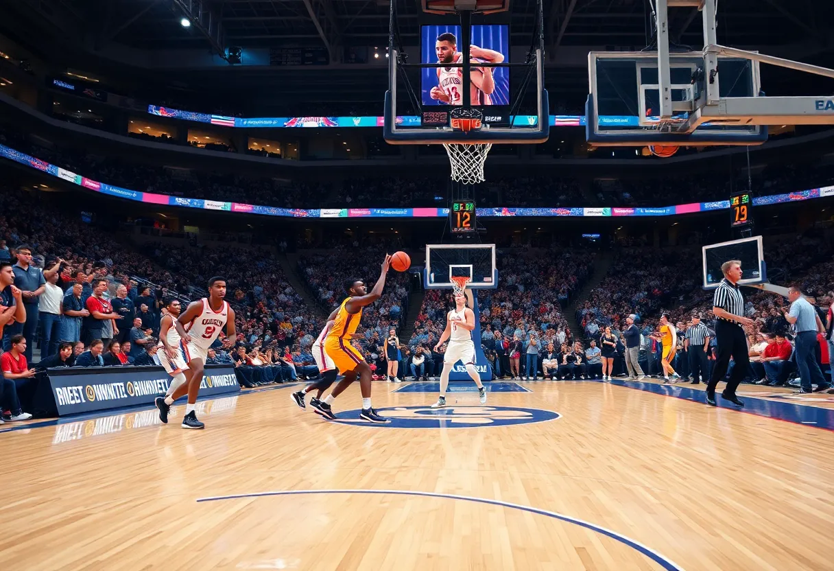Oklahoma State basketball team celebrating their win