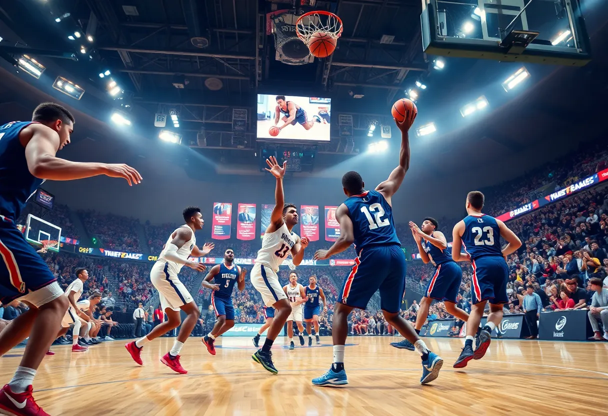 Oklahoma State Cowboys and Iowa State Cyclones compete in a college basketball match.
