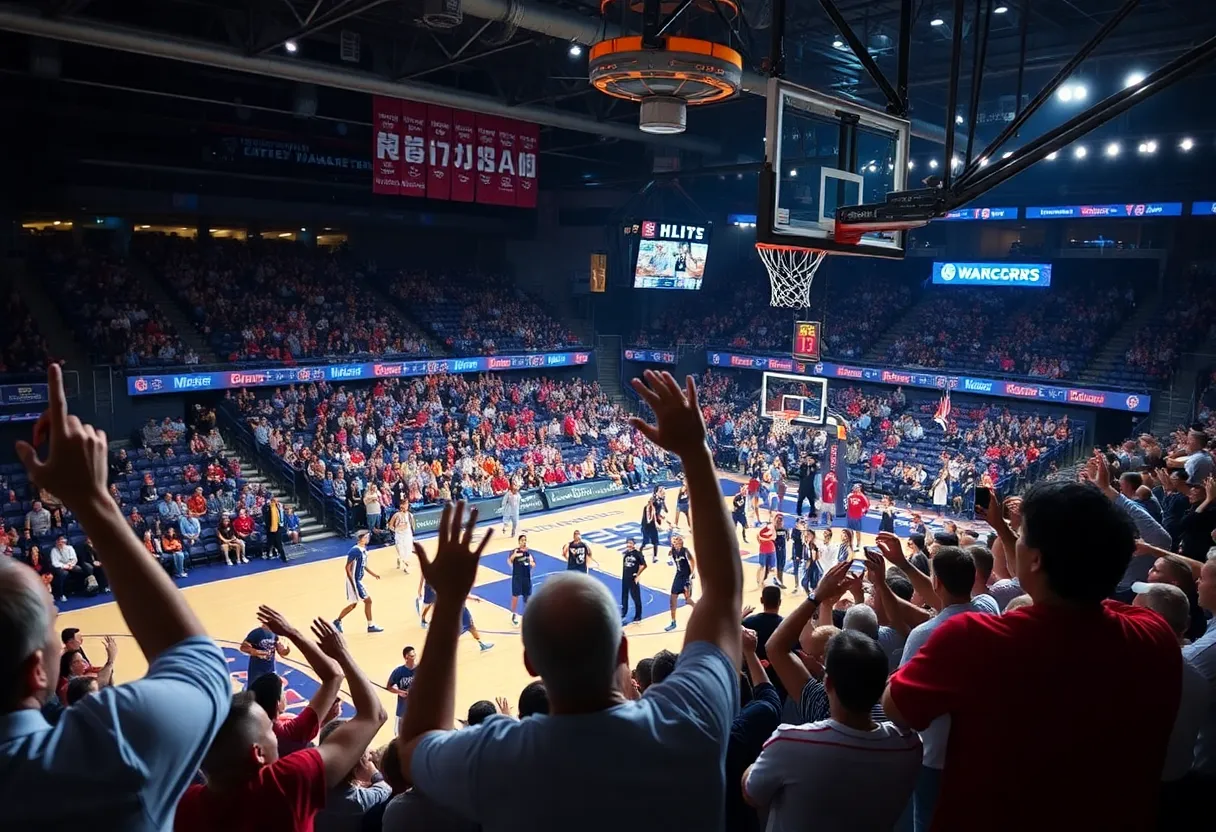 Fans cheering during the Oklahoma State vs. Utah basketball game
