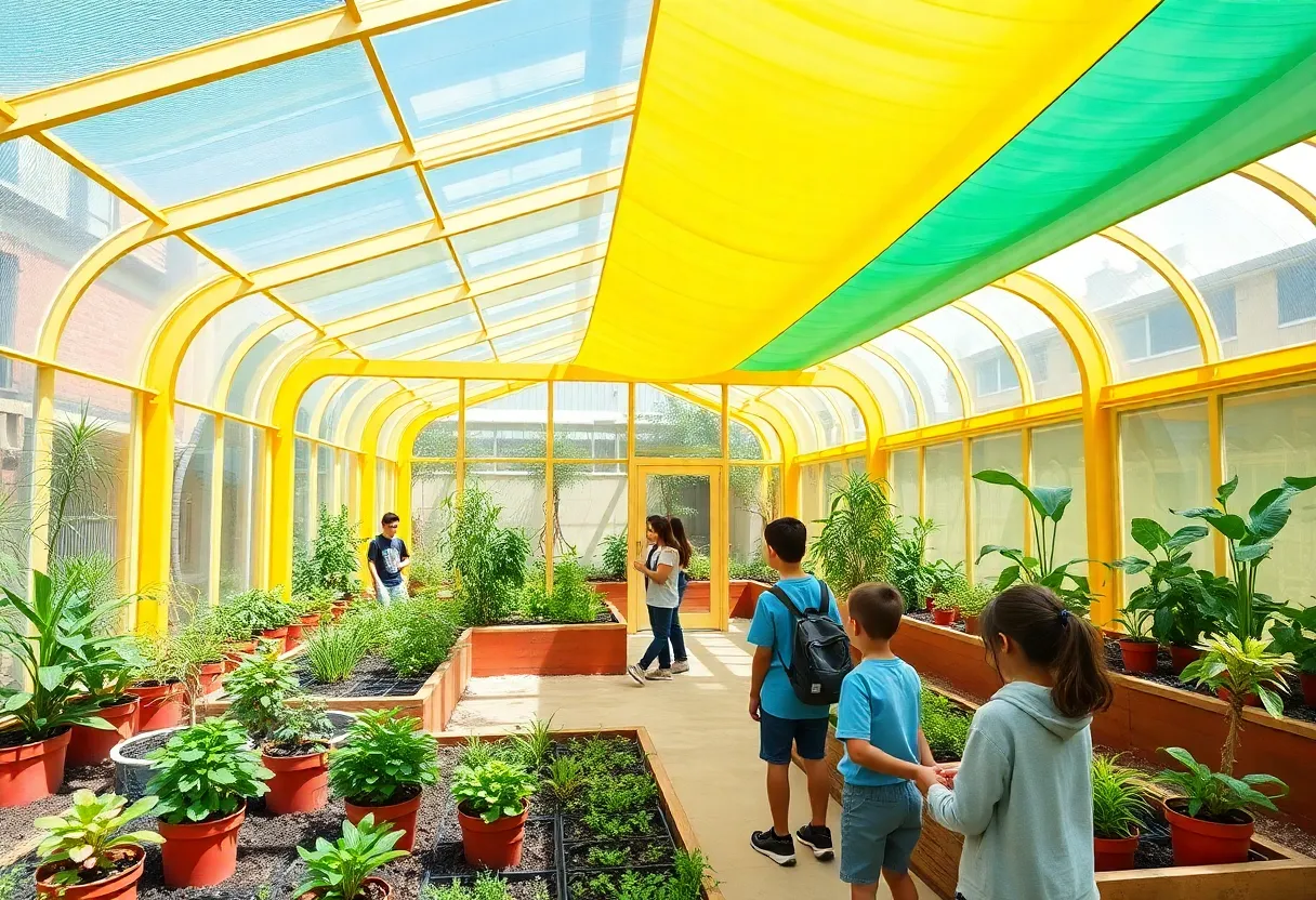 Students working in the Urban Learning Greenhouse at the University of Oklahoma