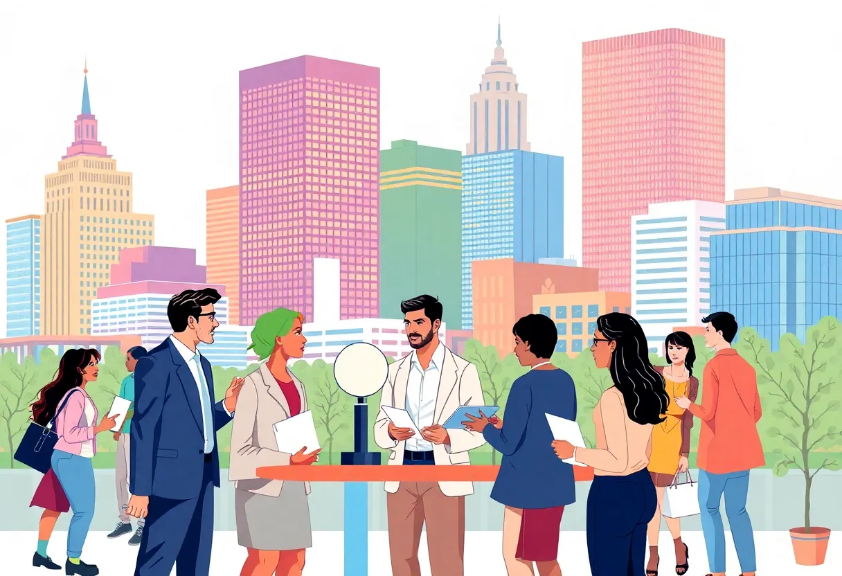 Entrepreneurs in Oklahoma City collaborating and innovating.