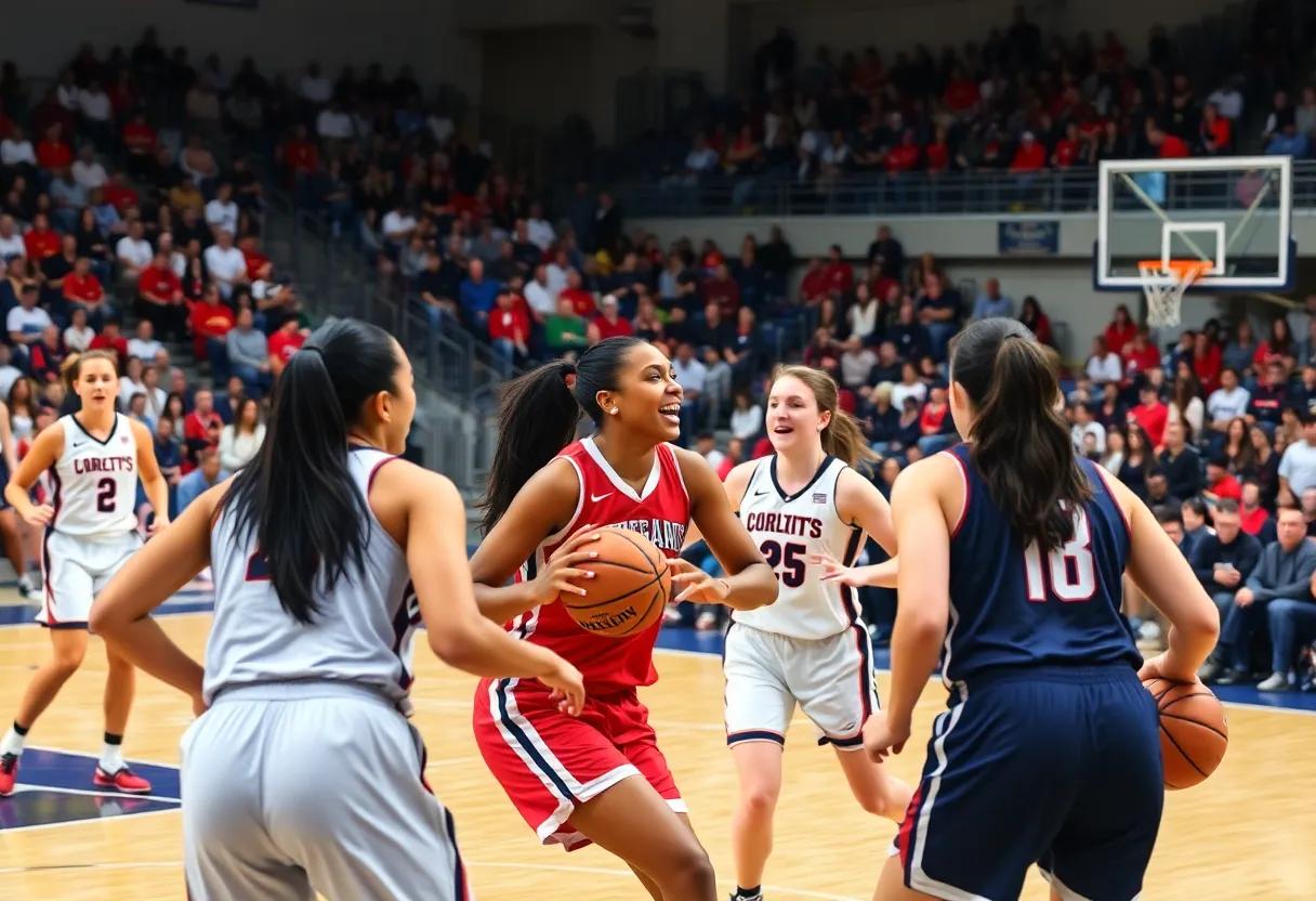 Ole Miss women's basketball team celebrating their victory over Oklahoma