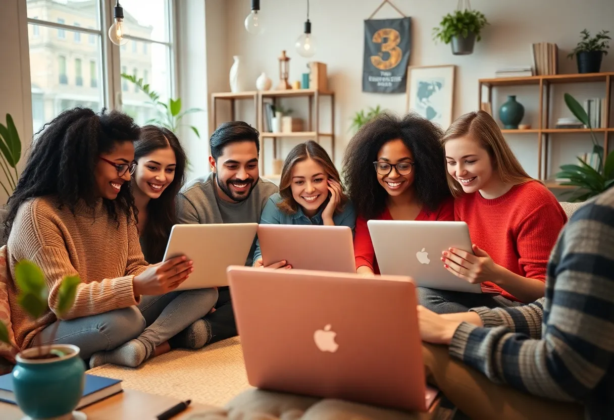 Professionals studying online for an MBA in a home office setting